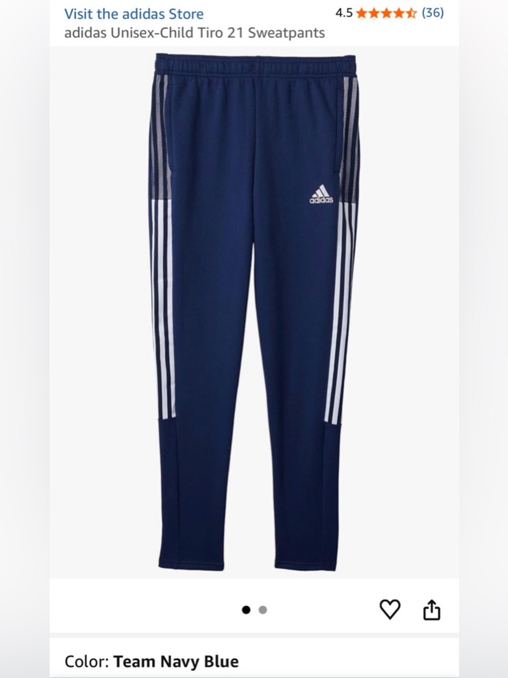 adidas Kids Team Navy Blue Tiro Track Pants